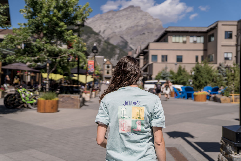 Jolene's Tea Shirt - “Cowboy boots Pop”