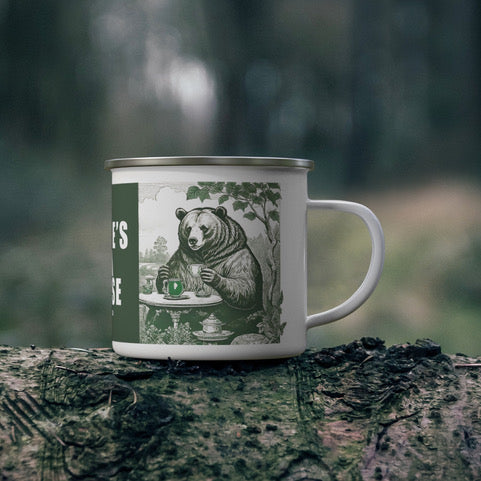 Bear Drinking Tea Tin Cup